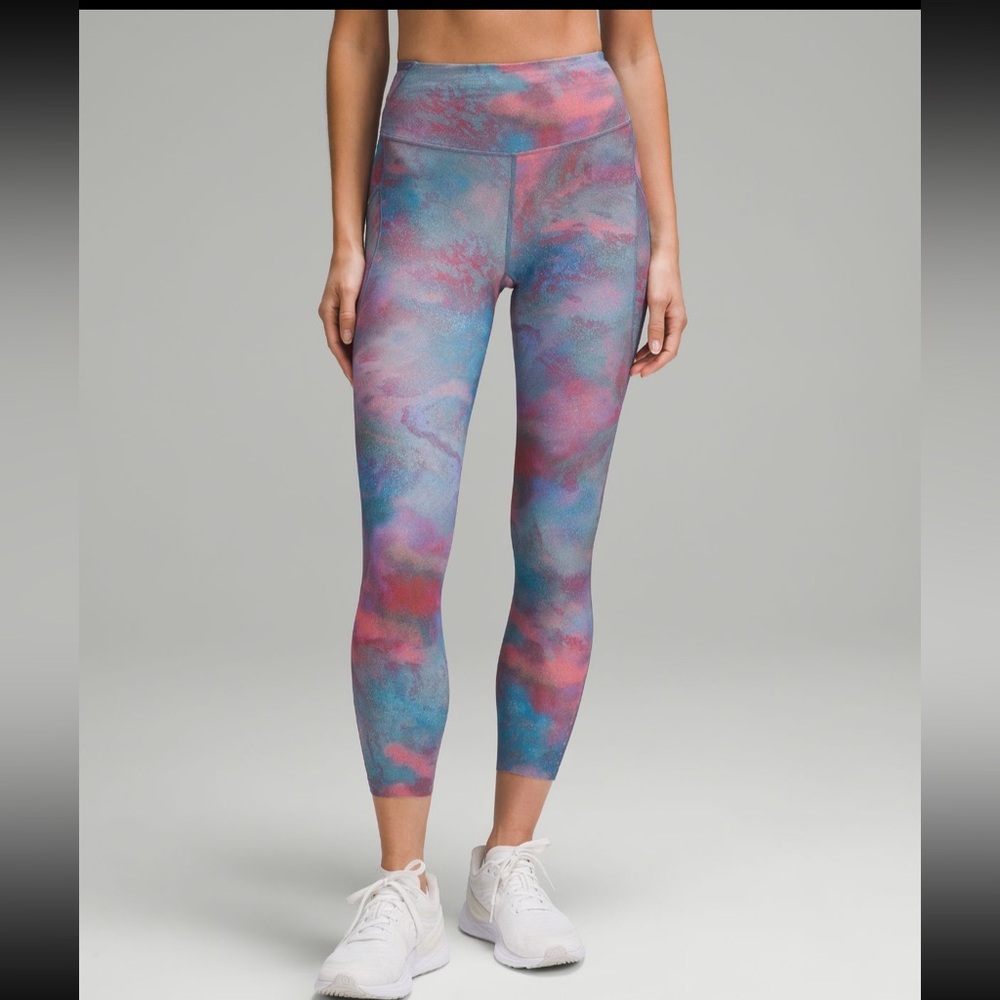 Lululemon Fast and Free HR Tight 25” with Pockets Hazy Afterglow Multi - Picture 1 of 13